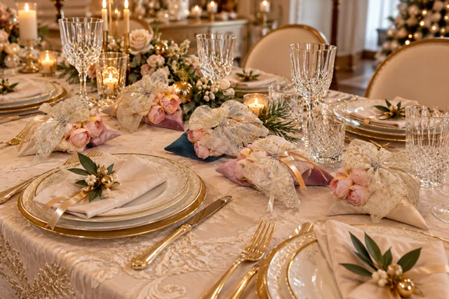 Una Tavola Romantica — Piccoli dettagli floreali rosa e chiari per impreziosire la tavola.